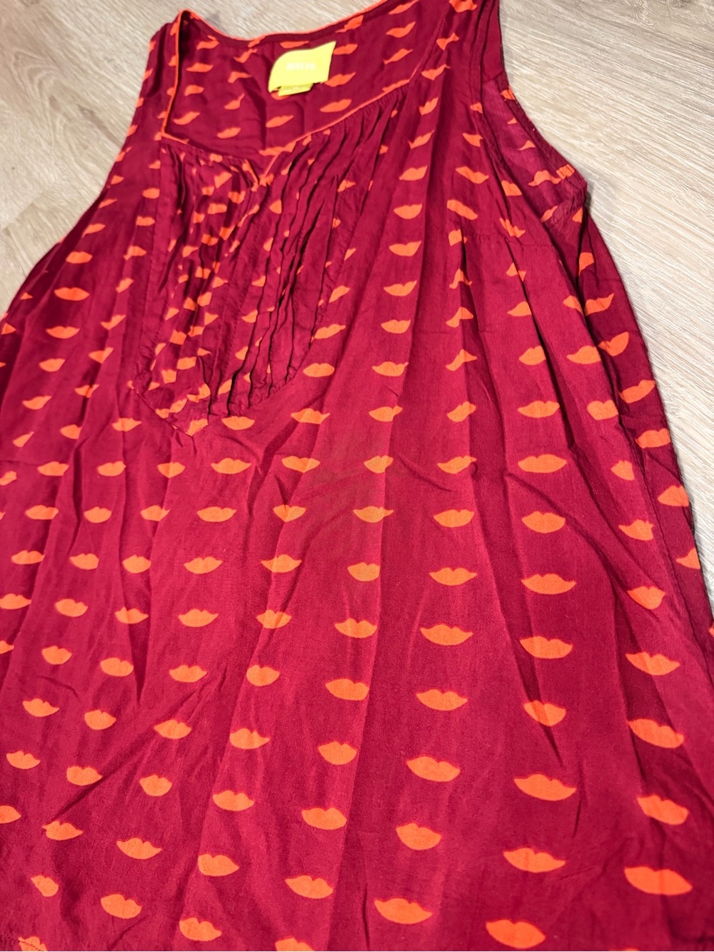 Anthropologie Maeve Lip Print Sleeveless Blouse Size 10 Flowy Tank - Picture 4 of 4